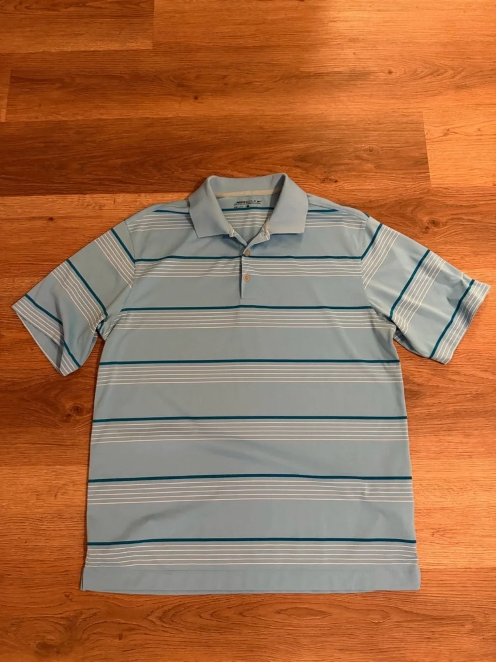 Nike Light Blue Striped Polo Shirt